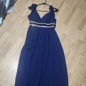Ever Pretty Deep Blue Maxi Dress with Silver Accents